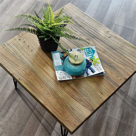 Welland Rustic Old Elm Wood Round End Table With 3 Leg Metal Stand Kitchen And Dining