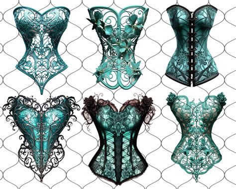 Turquoise Corset PNG Lingerie Clipart Corset Clipart Underwear Clipart Lace Lingerie