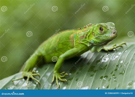 Baby Juvenile Green Iguana (Iguana Iguana) in the Wildlife Jungle Stock ...