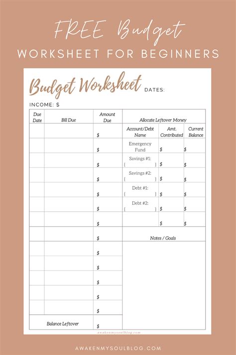 Free Printable Budgeting Worksheets