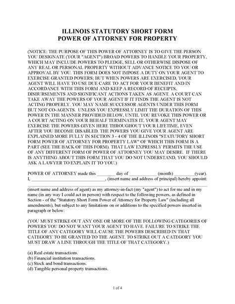 Free Illinois Durable Statutory Power Of Attorney Form Pdf Word