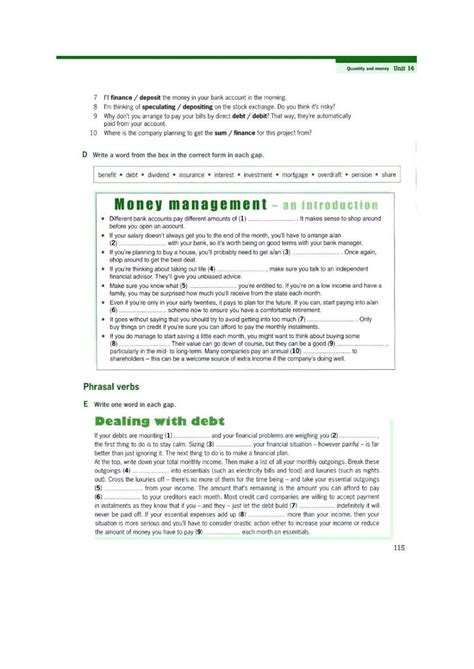 Destination C1 Quantity And Money Worksheet Live Worksheets