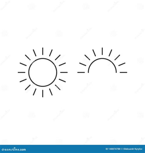 Sun Y Medio Sol Para La L Nea Icono Vector Del Esquema Pictograma