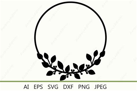 Leaves Wreath Svg Circle Floral Border Graphic By AnastasiyaArtDesign