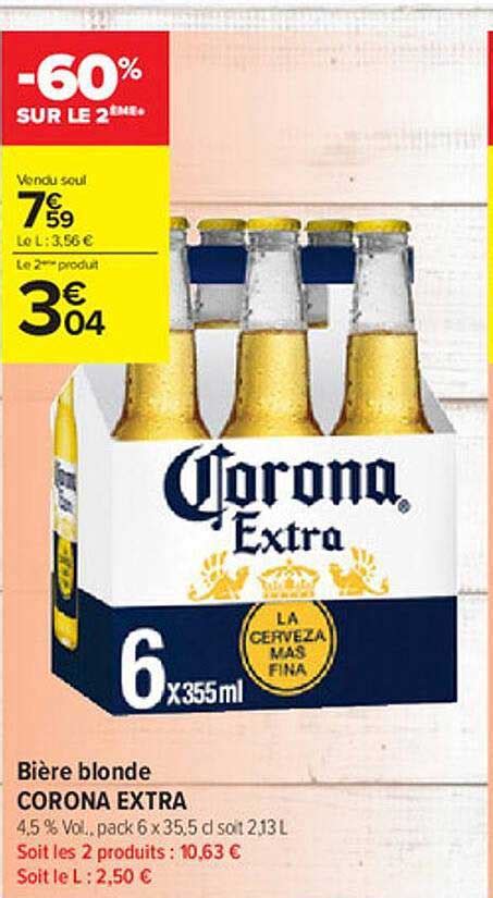 Promo Bière Blonde Corona Extra chez Carrefour Contact iCatalogue fr