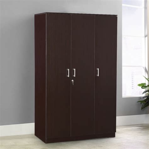 Brown Three Door Wooden Wardrobe For Home Features Termite Proof At