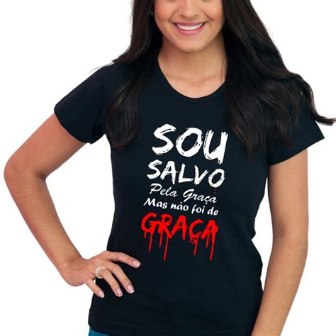 Baby Look Evangélica Sou Salvo pela Graça 100 Algodão Elo7