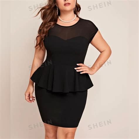 Dresses Shein Priv Plus Mesh Yoke Peplum Top And Skirt Set Poshmark