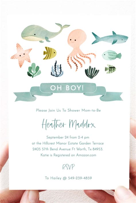 Invitations Announcements Invitations Ocean Baby Shower Printable