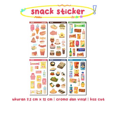 Jual Sticker Sheet Snack Korea Plannel Bujo Deco Journal Aesthetic