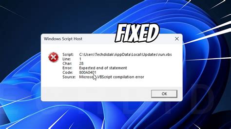 How To Fix Windows Script Host Error Run Vbs At Startup Youtube