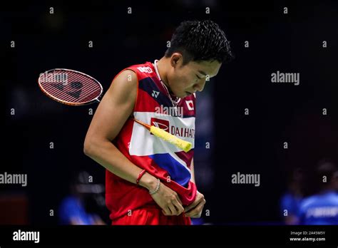 Japanese Professional Badminton Player Kento Momota Competes Against