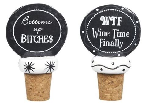 Set Of 2 Bottoms Up Bitches And Wtf Wine Bottle Stoppers 661371910901 Ebay