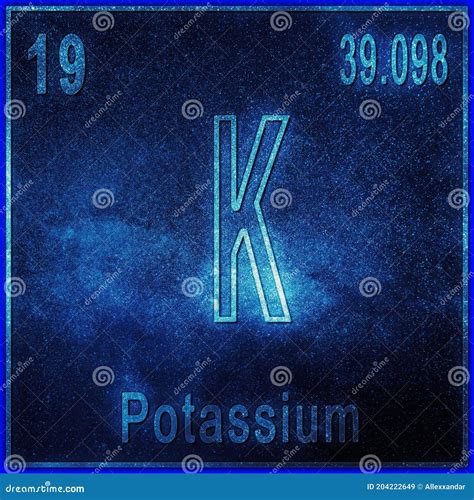 Muestra Del Elemento Químico De Potasio Con Número Atómico Y El Peso