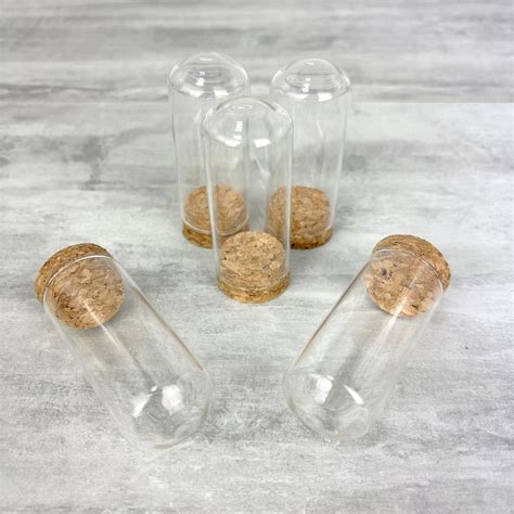 Lot de 5 petits tubes en verre 6 cm avec bouchon de liège Tube à