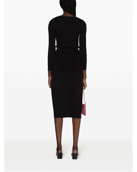 Sandro Cut Out Ribbed Midi Dress In Black Lyst