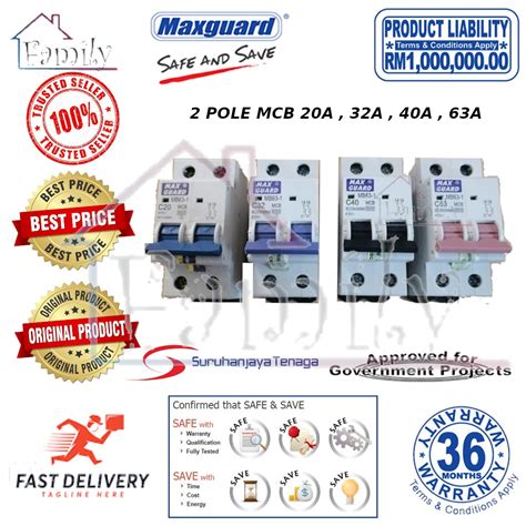 Maxguard Mcb 2Pole 6ka 40A 63A Shopee Malaysia