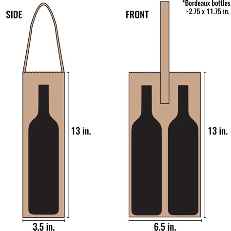 Brown Kraft Double Wine Bottle Bags 65 X 375 X 13 Wine Bottle Bags Mrtakeoutbags