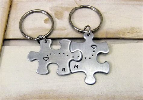 Puzzle Piece Keychains Couples Keychain Set His And Hers Etsy