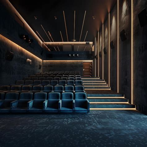 Premium Photo | Modern cinema hall interior with comfortable blue seats ...