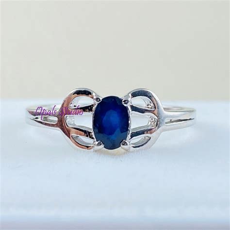 Nat Rlicher Blauer Saphir Ring Saphir Sterling Silber Etsy