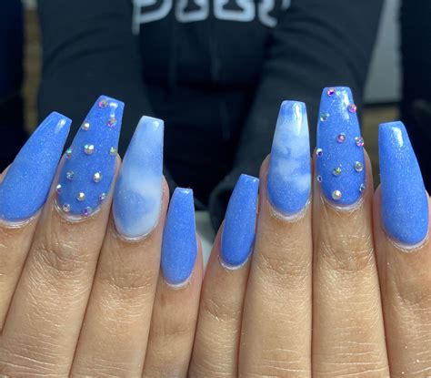 Blue Skies With Partly Clouds Instagram Luckynailsmo Blue Nails