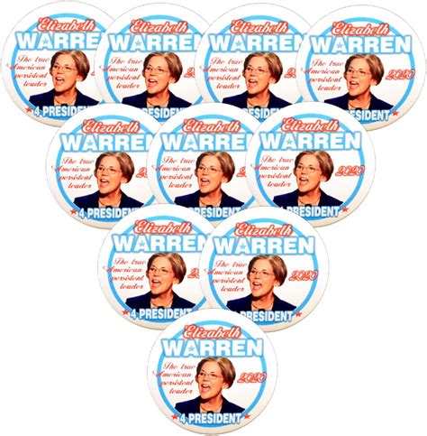 Pack 10 Elizabeth Warren President 2020 Button With Pin Or