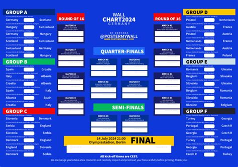 Euro 2024 Wall Chart Schedule Soccer Football Template Postermywall