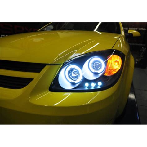 Black 2005 2010 Chevy Cobalt Pontiac G5 Led Halo Projector Headlights Left Right Ebay