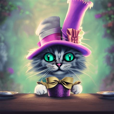 Wunderliche Ultrasüße Flauschig Aussehende Katze Madhatter Alice Im