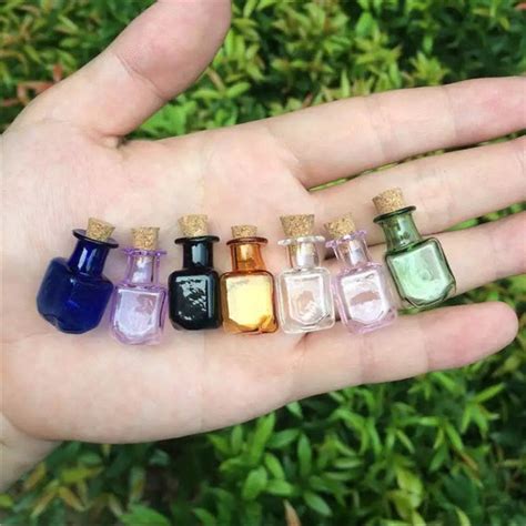 Potion Bottle 7 Mini Small Coloured Glass With Cork 2ml Etsy