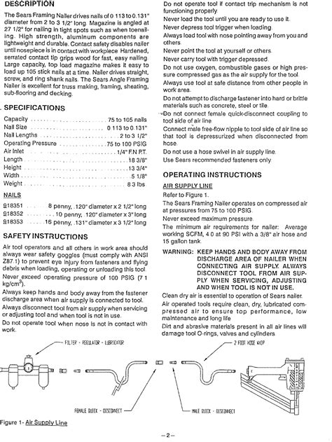 Craftsman 351183200 User Manual NAILER Manuals And Guides L0711540