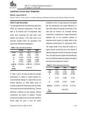 Experiment 4 Unsteady State Heat Transfer Pdf CHE 151 1L Chemical