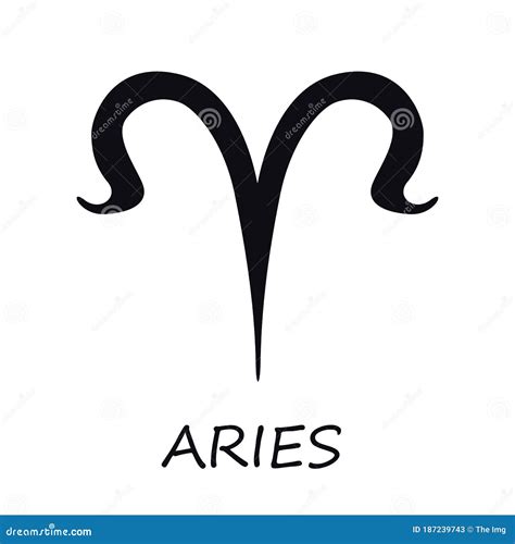 Aries Zodiac Sign Black Vector Illustration Stock Vector Illustration