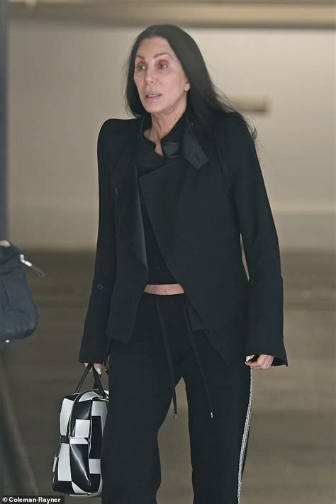 Make Up Free Cher Steps Out In All Black And Flashes Her Midriff In