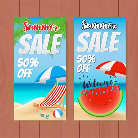 Colorful Summer Sale Banner Vector Illustration 216556 Vector Art At