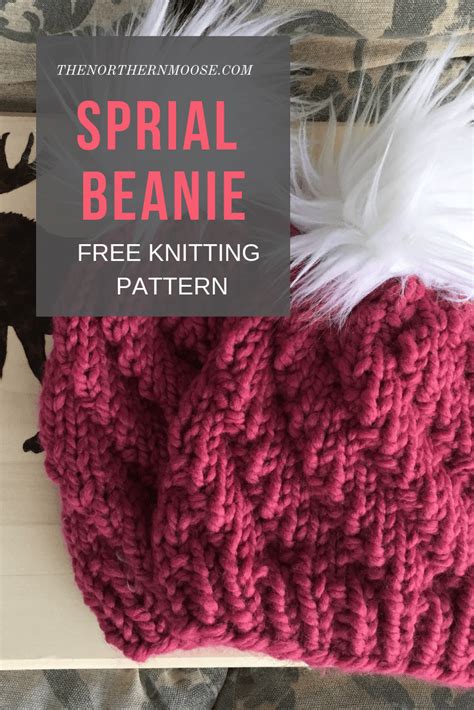 Free Knitted Hat Pattern Spiral Beanie Easy To Make Beginner