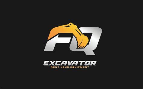 FQ Logo Excavator For Construction Company Heavy Equipment Template