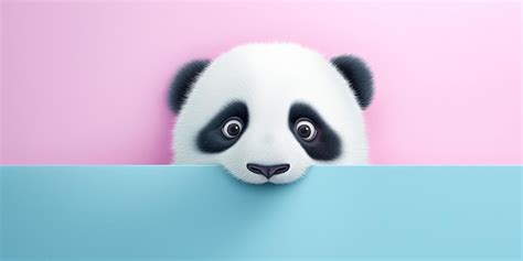 Premium Photo A Panda Bear Peeking Out Of The Wall In The Style Of