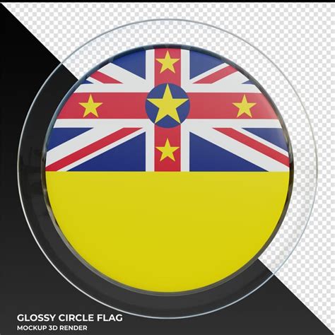 Premium Psd Niue Realistic 3d Textured Glossy Circle Flag