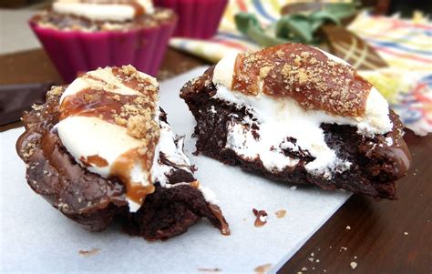 S Mores Molten Brownie Cupcakes With Marshmallow Frosting Recipe