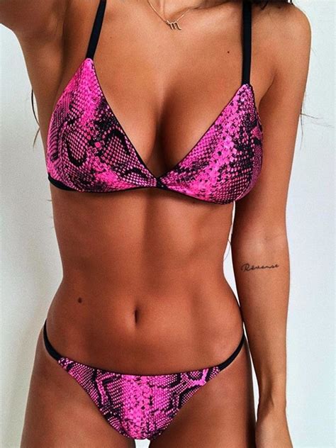 Print Sexet Farveblok Badetøj Til Kvinder Bikini modedenmark