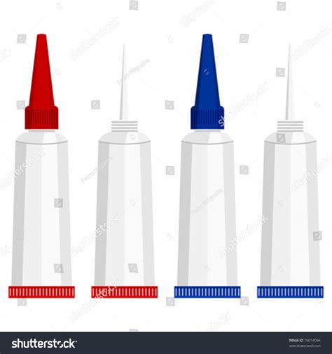 Red And Blue Super Glue Tubes Over White Stock Vector Illustration