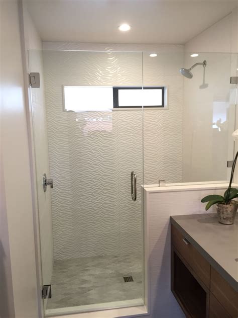 Wave Tile Shower Shower Tile Construction Design Framed Bathroom