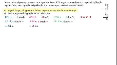 Oblicz Redni Pr Dko Na Ca Ej Trasie Wyra Enia Algebraiczne Youtube