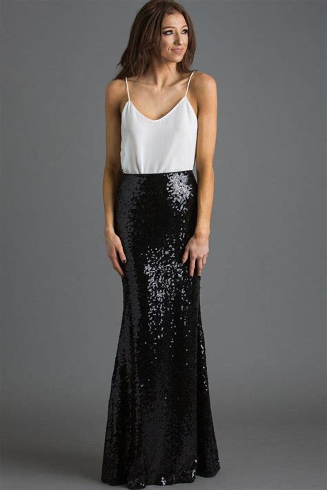 This Is The Sequin Maxi Skirt Of Our Dreams The Classic Black Color And Fitted Mermaid Silhou