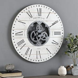 Firstime Co In Gray Shiplap Gears Farmhouse Wall Clock