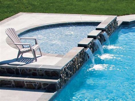 Latham Pool Fiberglass Tanning Ledge Semi Circle Option With Cascades