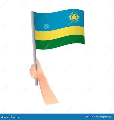 Icono De La Bandera De Ruanda En La Mano Stock de ilustración