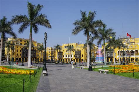 Pleinburgemeester Vroeger Plaza De Armas In Lima Peru Redactionele